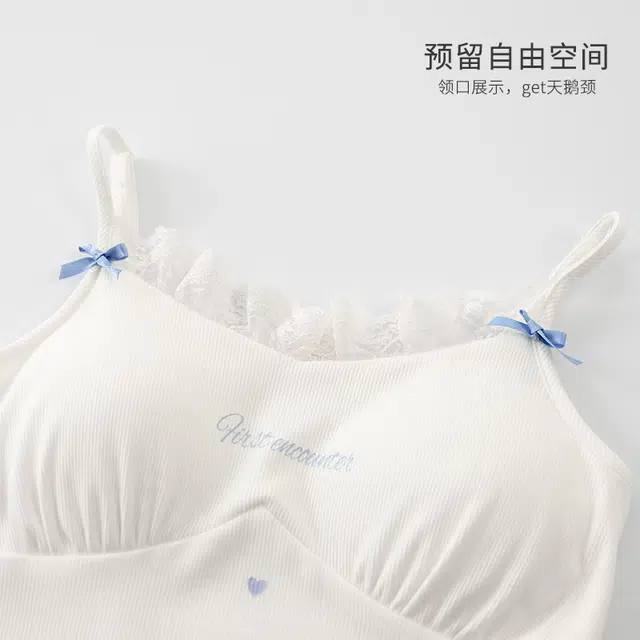 俏佳人 带胸垫纯欲风舒适透气亲肤休闲可外穿无袖小吊带家居服三分裤睡衣套装 女款