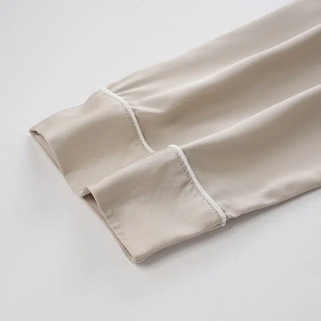 俏佳人 丝滑冰丝高级感开衫翻领纯色简约休闲亲肤舒适透气长袖长裤家居服睡衣套装 男款