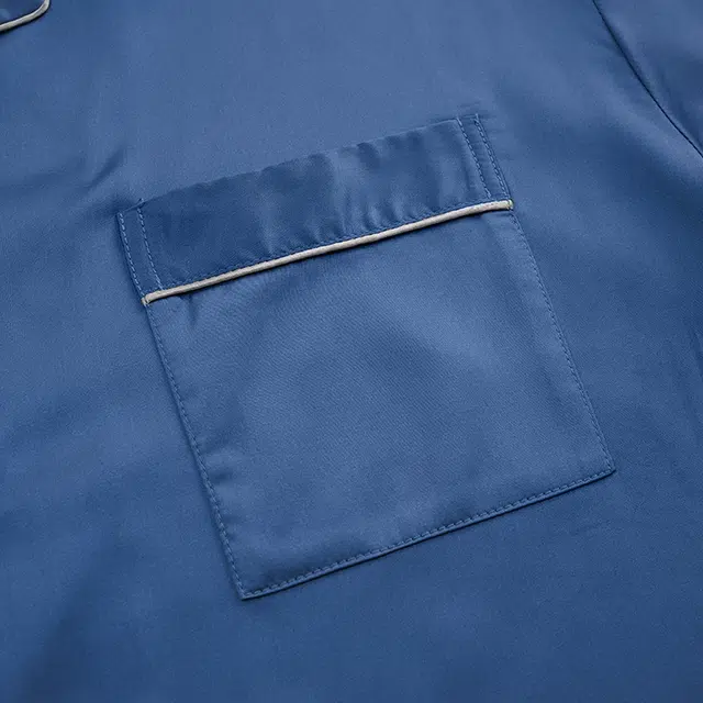 俏佳人 丝滑冰丝高级感开衫翻领简约休闲纯色家居服亲肤透气舒适长袖长裤睡衣套装 男款