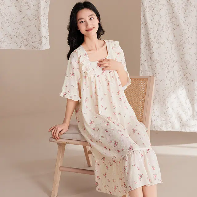 俏佳人 带胸垫舒适透气亲肤短袖可外穿家居服睡裙 女款