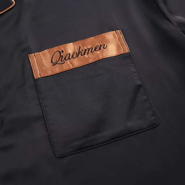 俏佳人 丝滑冰丝高级感翻领开衫简约纯色休闲亲肤舒适透气长袖长裤家居服睡衣套装 男款