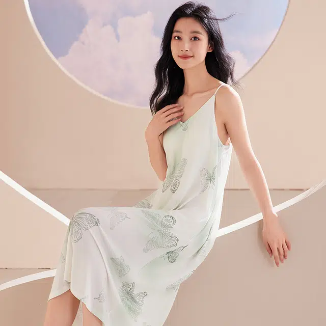 俏佳人 带胸垫套头吊带休闲慵懒风舒适可外穿透气垂感亲肤家居服无袖睡裙 女款