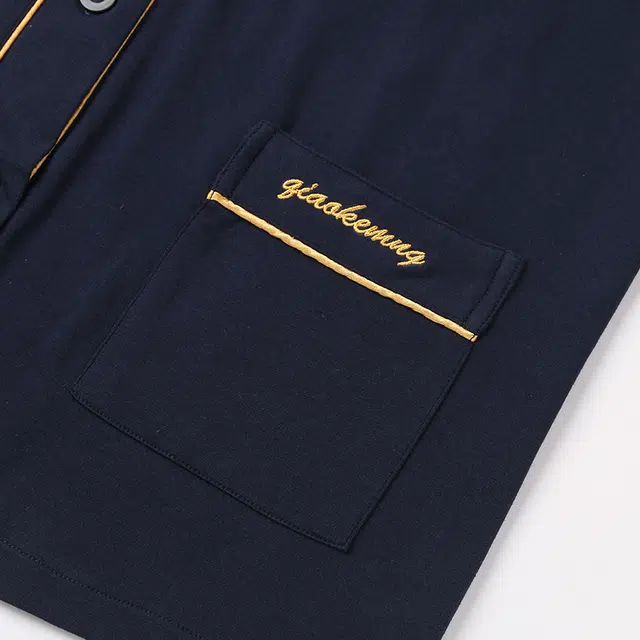 俏佳人 开衫纯色和尚领简约家居服宽松休闲亲肤舒适透气可外穿长袖长裤睡衣套装 男款