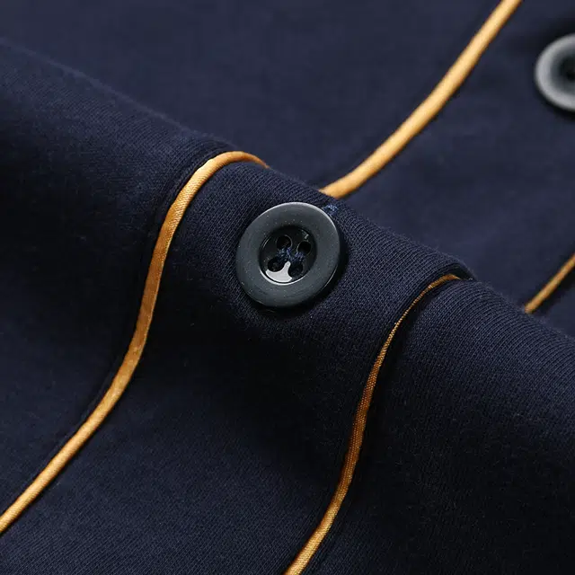 俏佳人 开衫纯色和尚领简约家居服宽松休闲亲肤舒适透气可外穿长袖长裤睡衣套装 男款