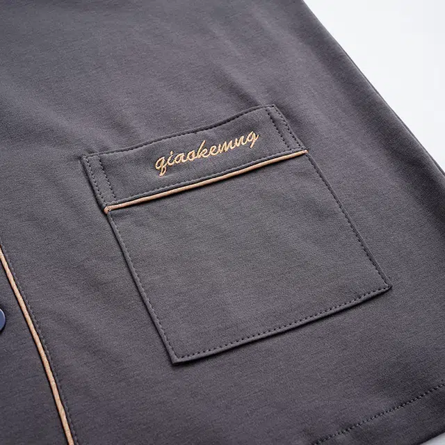 俏佳人 开衫纯色和尚领简约宽松休闲亲肤舒适透气可外穿家居服长袖长裤睡衣套装 男款