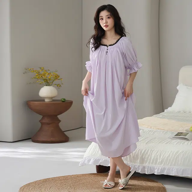 俏佳人 带胸垫舒适家居服可外穿短袖透气亲肤睡裙 女款