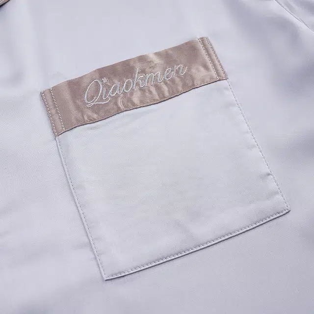 俏佳人 丝滑冰丝高级感翻领开衫纯色简约休闲亲肤舒适透气长袖长裤家居服睡衣套装 男款