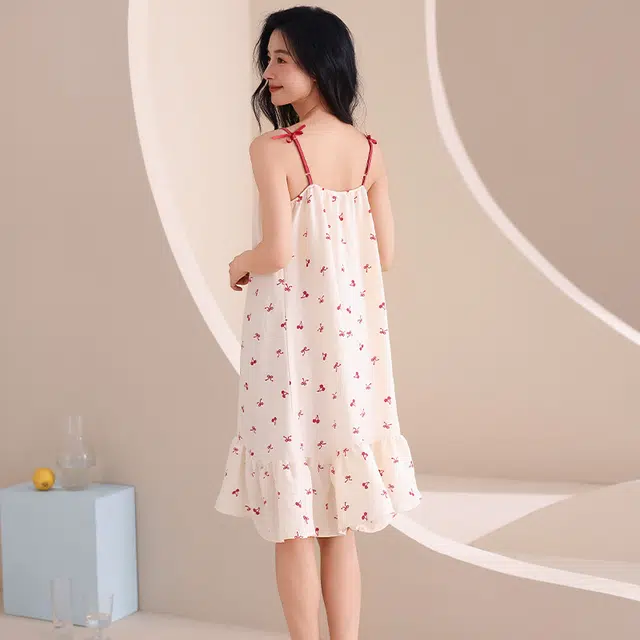 俏佳人 带胸垫透气舒适休闲慵懒家居服柔软亲肤无袖睡裙 女款