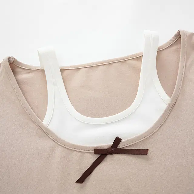 俏佳人 纯棉圆领套头假两件设计感上衣休闲长裤宽松舒适亲肤透气可外穿家居服睡衣套装 女款