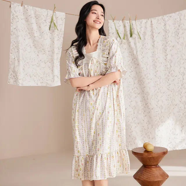 俏佳人 带胸垫可外穿短袖舒适透气亲肤家居服睡裙 女款