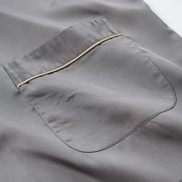 俏佳人 丝滑冰丝高级感翻领开衫纯色休闲简约亲肤舒适透气长袖长裤家居服睡衣套装 男款