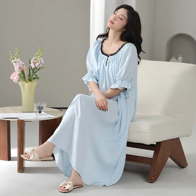 俏佳人 带胸垫短袖舒适可外穿透气亲肤家居服睡裙 女款