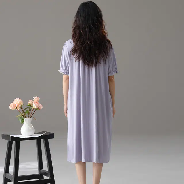 俏佳人 垂感柔软亲肤休闲可外穿家居服舒适短袖透气睡裙 女款