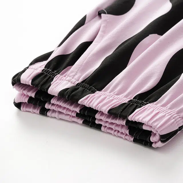 俏佳人 纯棉基础开衫翻领条纹小狗图案休闲宽松透气亲肤可外穿长袖长裤家居服睡衣套装 女款