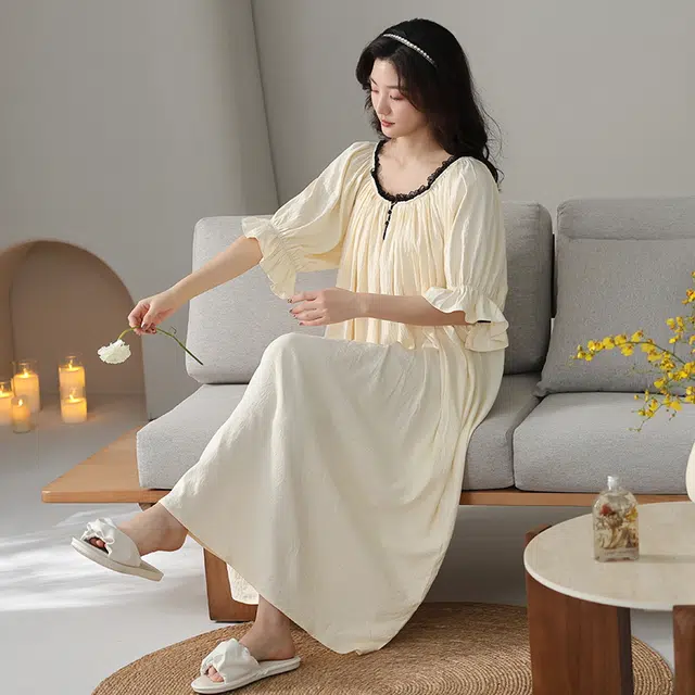 俏佳人 带胸垫舒适可外穿家居服短袖透气亲肤睡裙 女款