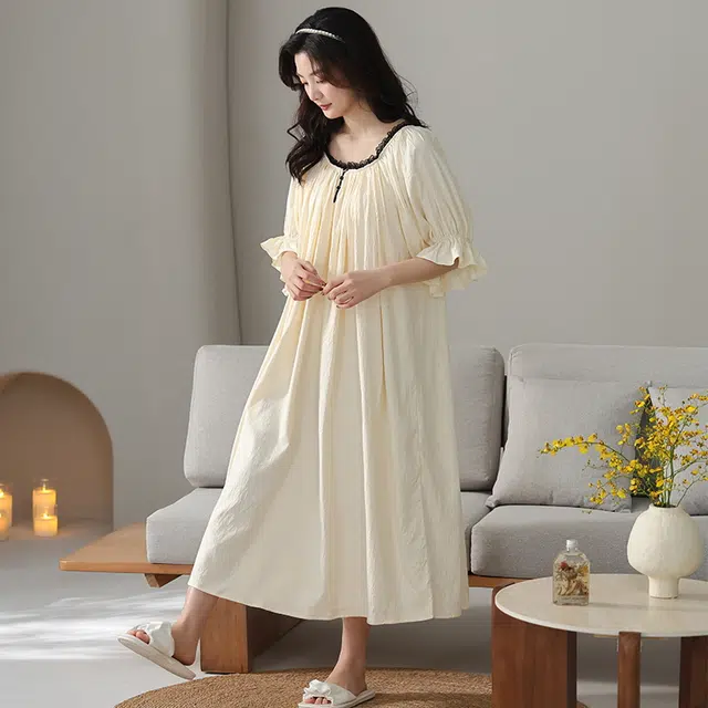 俏佳人 带胸垫舒适可外穿家居服短袖透气亲肤睡裙 女款
