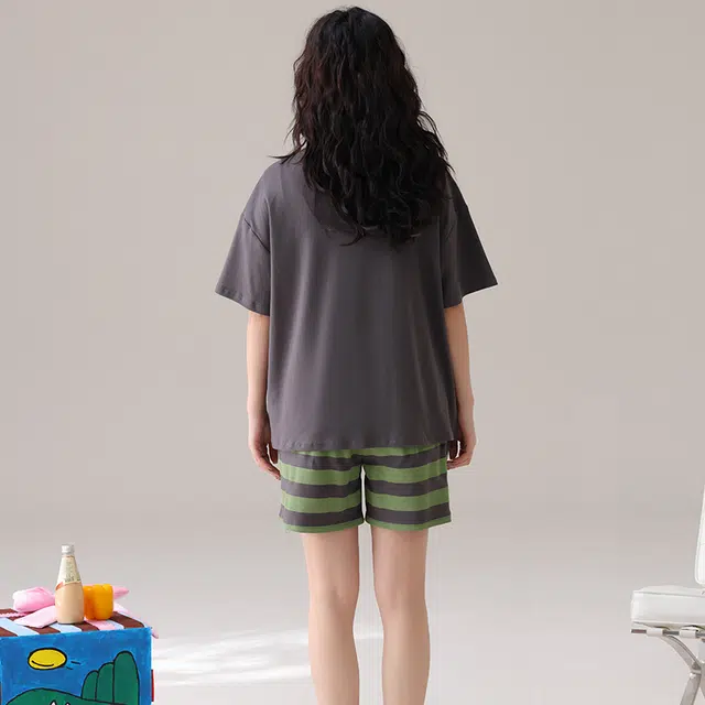 俏佳人 套头舒适纯棉透气休闲慵懒短袖家居服柔软亲肤睡衣套装 女款