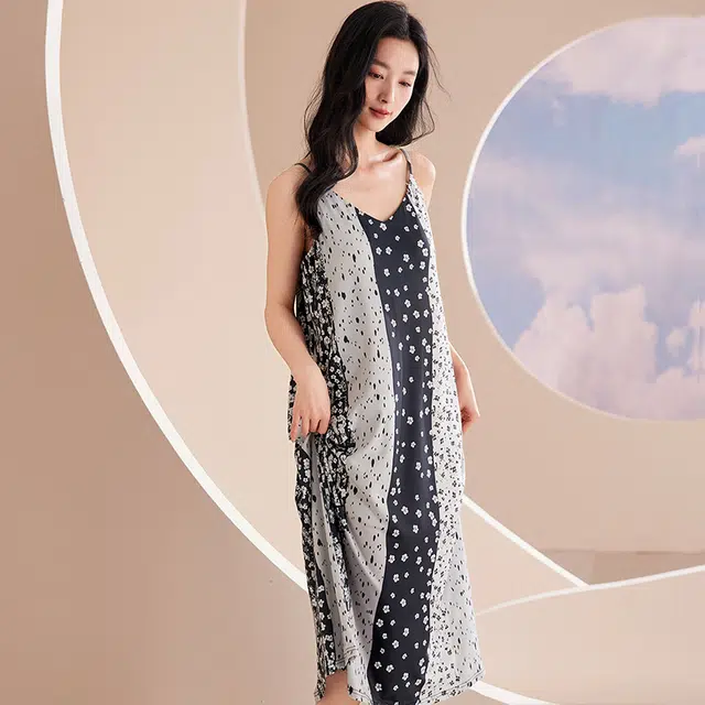 俏佳人 带胸垫套头吊带休闲慵懒风无袖舒适可外穿透气垂感亲肤家居服睡裙 女款