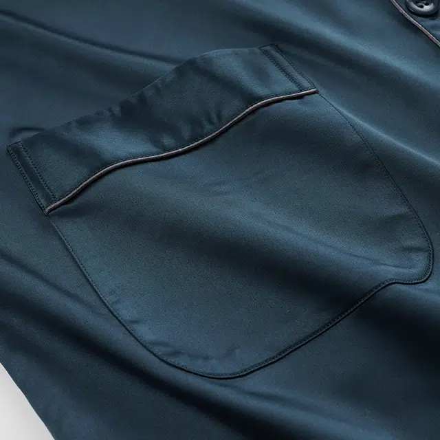 俏佳人 丝滑冰丝高级感开衫翻领纯色简约休闲亲肤透气舒适家居服长袖长裤睡衣套装 男款