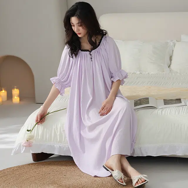 俏佳人 带胸垫舒适家居服可外穿短袖透气亲肤睡裙 女款