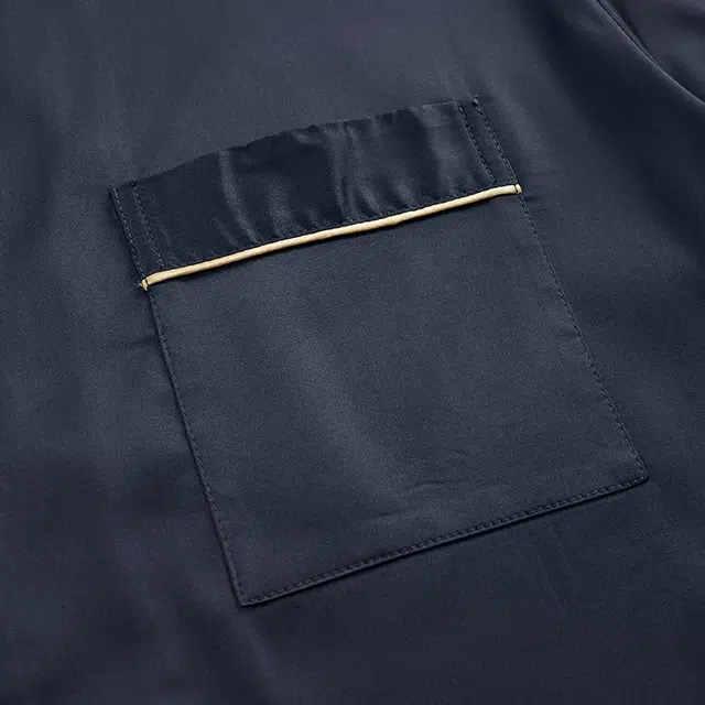 俏佳人 丝滑冰丝高级感开衫翻领简约休闲纯色家居服亲肤舒适透气长袖长裤睡衣套装 男款