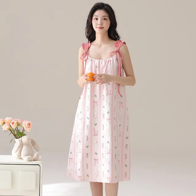 俏佳人 休闲带胸垫基础舒适透气可外穿无袖吊带家居服睡裙 女款