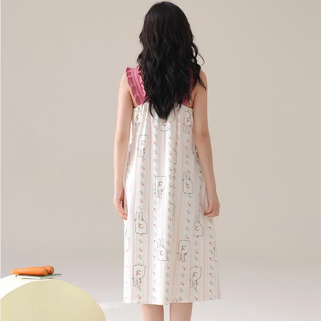 俏佳人 带胸垫休闲基础舒适透气可外穿无袖吊带家居服睡裙 女款