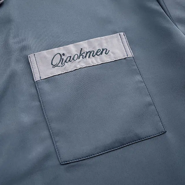 俏佳人 丝滑冰丝高级感翻领开衫纯色简约休闲亲肤透气舒适家居服长袖长裤睡衣套装 男款