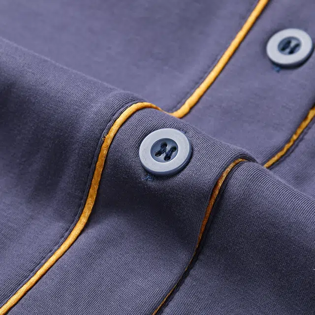 俏佳人 纯色简约开衫和尚领家居服休闲宽松亲肤舒适透气可外穿长袖长裤睡衣套装 男款