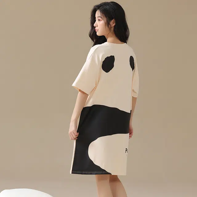 俏佳人 柔软亲肤熊猫公主风休闲套头慵懒舒适短袖家居服睡裙 女款