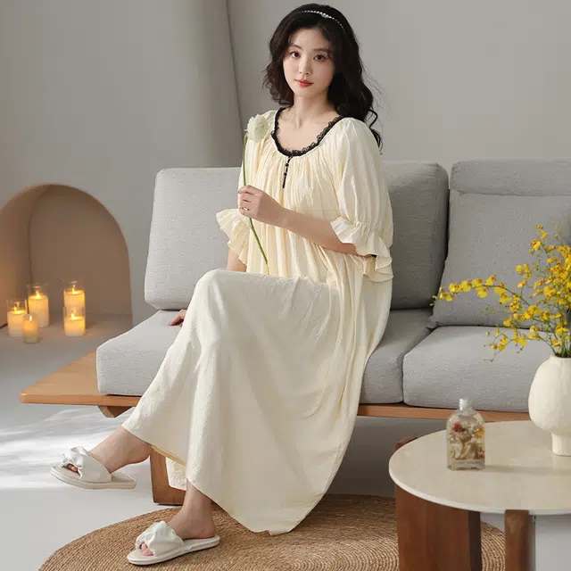 俏佳人 带胸垫舒适可外穿家居服短袖透气亲肤睡裙 女款