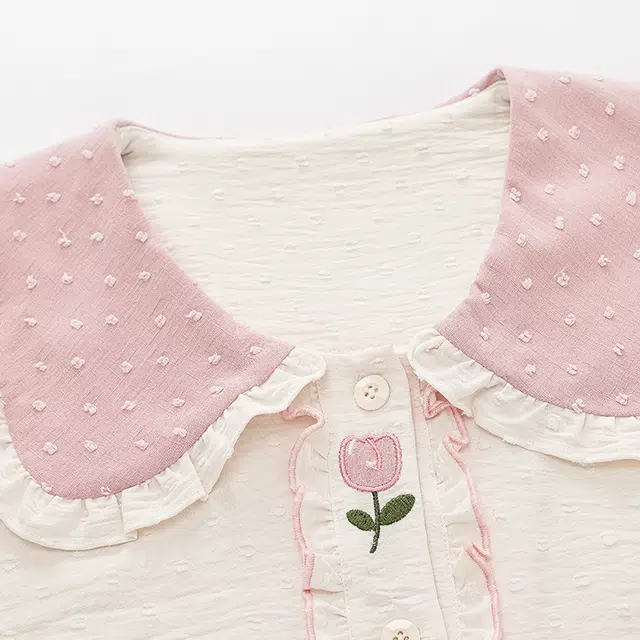 俏佳人 云朵棉系列 开衫甜美公主风简约花卉休闲宽松透气亲肤舒适长袖长裤家居服睡衣套装 女款