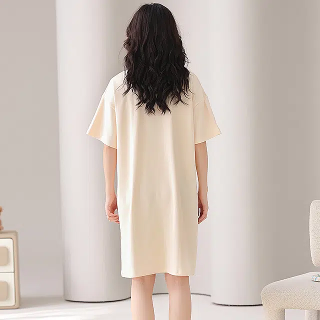 俏佳人 带胸垫纯棉休闲舒适卡通透气短袖家居服睡裙 女款