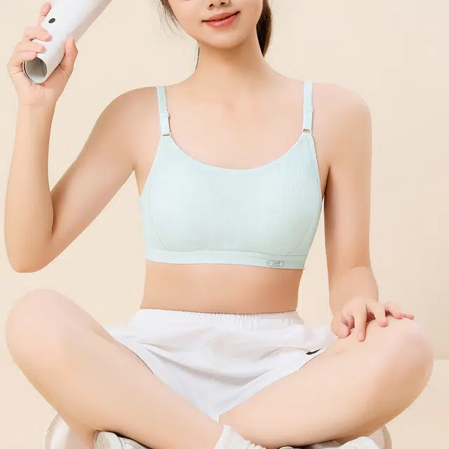 俏佳人 少女二阶段透气小背心高中生防震文胸 女款