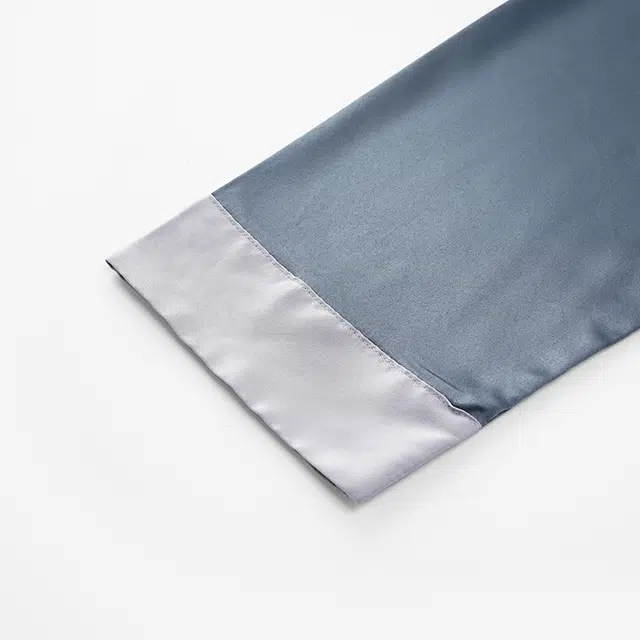 俏佳人 丝滑冰丝高级感翻领开衫纯色简约休闲亲肤透气舒适家居服长袖长裤睡衣套装 男款