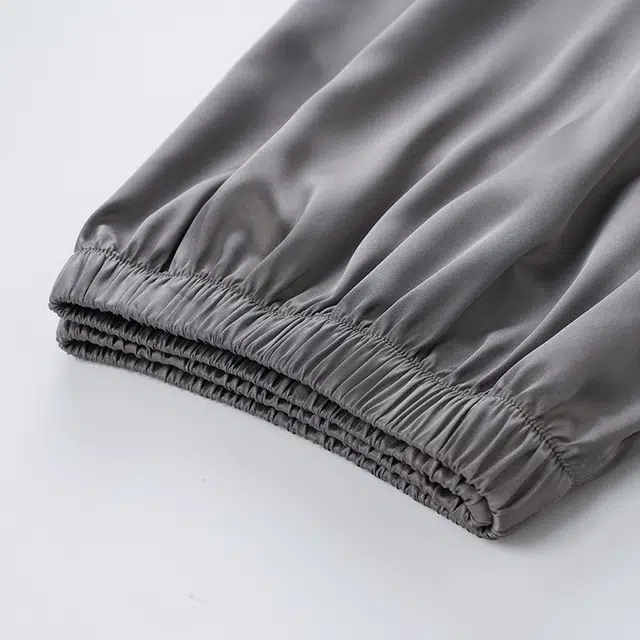 俏佳人 丝滑冰丝高级感翻领开衫纯色休闲简约亲肤舒适透气长袖长裤家居服睡衣套装 男款