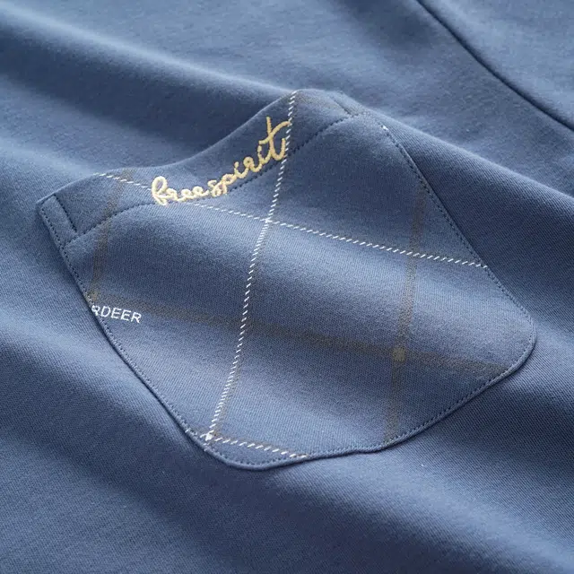 俏佳人 纯棉简约纯色圆领套头格子可外穿家居服舒适亲肤透气长袖长裤睡衣套装 男款