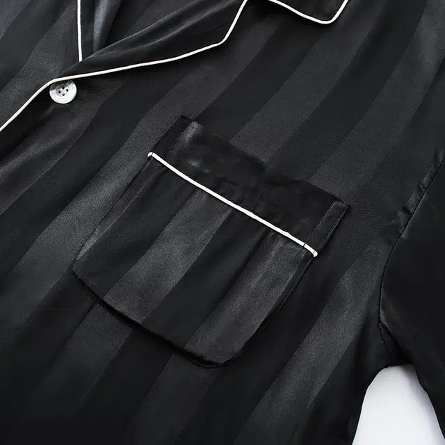 俏佳人 丝滑冰丝高级感开衫翻领简约纯色休闲家居服亲肤舒适透气长袖长裤睡衣套装 男款