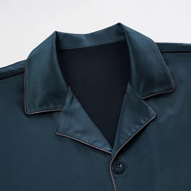 俏佳人 丝滑冰丝高级感开衫翻领纯色简约休闲亲肤透气舒适家居服长袖长裤睡衣套装 男款