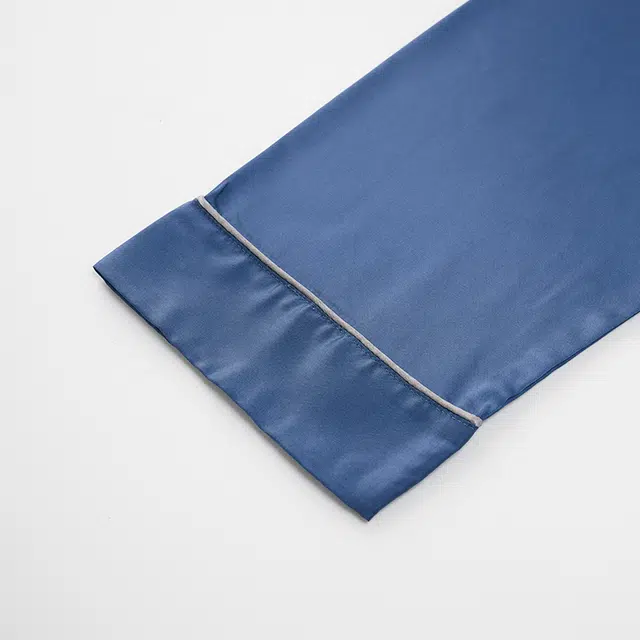 俏佳人 丝滑冰丝高级感开衫翻领简约休闲纯色家居服亲肤透气舒适长袖长裤睡衣套装 男款