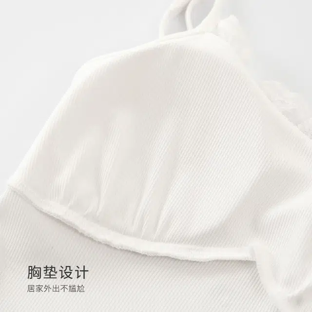 俏佳人 带胸垫纯欲风舒适透气亲肤休闲可外穿无袖小吊带家居服三分裤睡衣套装 女款