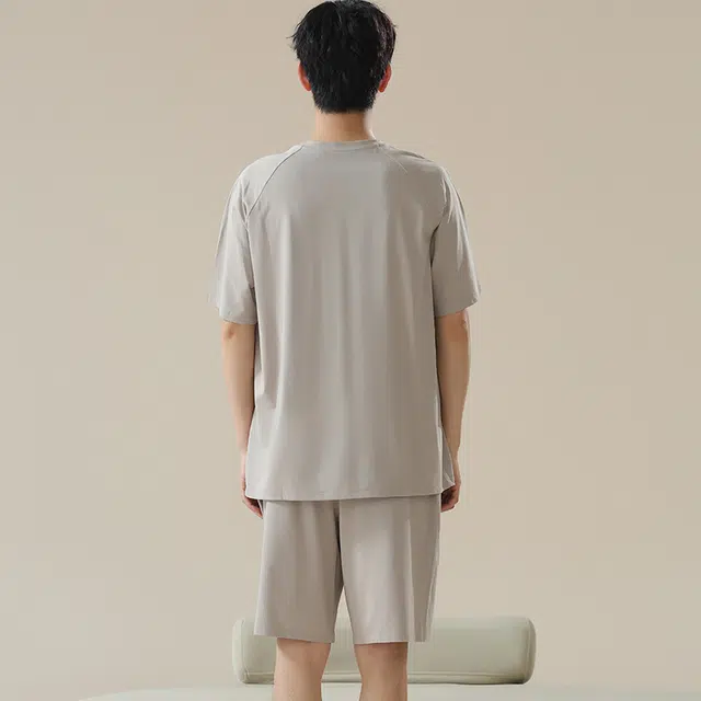 俏佳人 垂感柔软亲肤透气基础休闲短袖慵懒家居服睡衣套装 男款