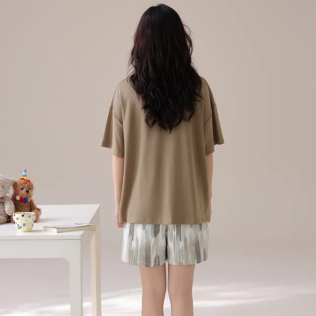 俏佳人 纯棉套头舒适透气休闲慵懒短袖家居服柔软亲肤睡衣套装 女款