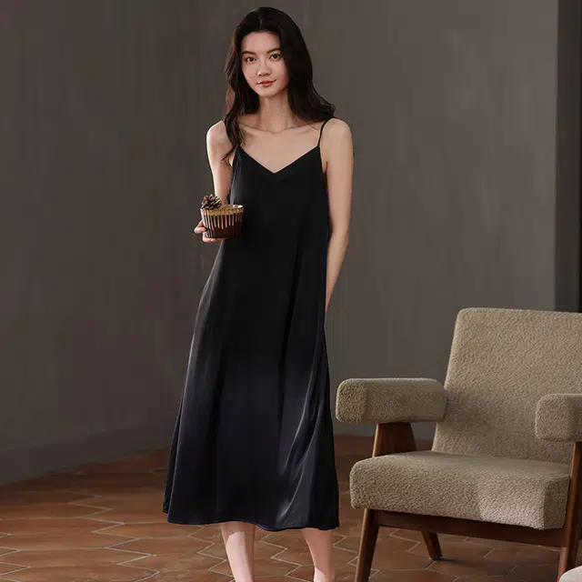 俏佳人 带胸垫高级感凉感无袖休闲舒适透气吊带家居服睡裙 女款