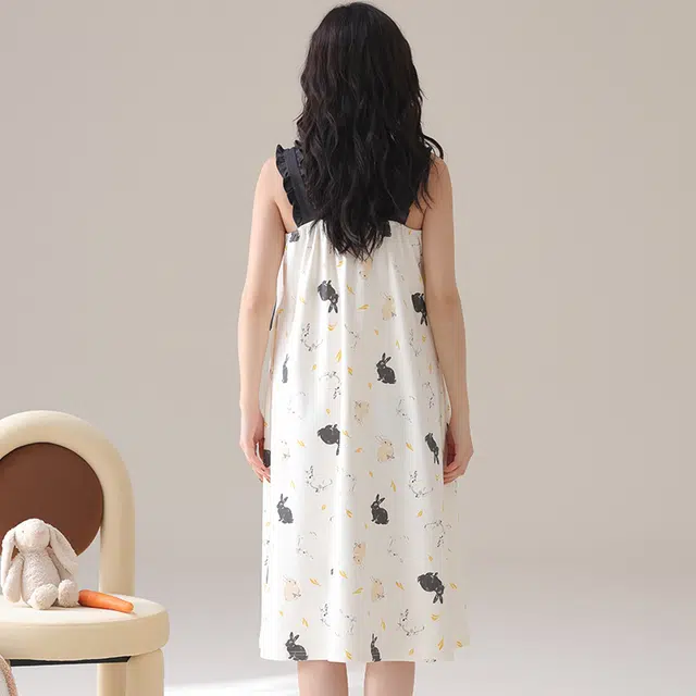 俏佳人 带胸垫基础休闲舒适透气可外穿无袖吊带家居服睡裙 女款