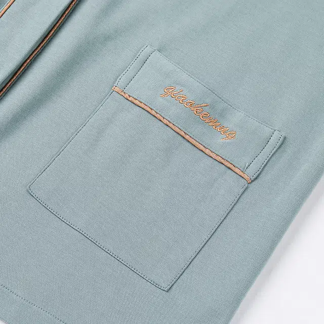 俏佳人 纯色开衫和尚领简约家居服休闲宽松亲肤舒适透气可外穿长袖长裤睡衣套装 男款