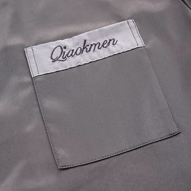 俏佳人 丝滑冰丝高级感开衫翻领简约纯色休闲亲肤舒适透气家居服长袖长裤睡衣套装 男款