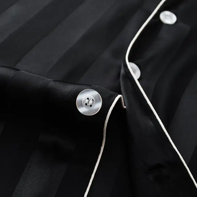 俏佳人 丝滑冰丝高级感开衫翻领简约纯色休闲家居服亲肤舒适透气长袖长裤睡衣套装 男款