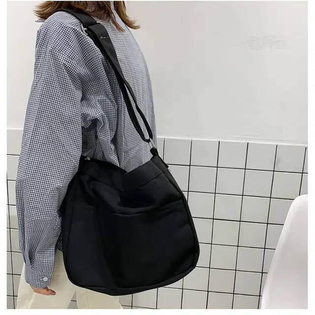 泰克森 包包单肩包原宿帆布袋学生上课补习包帆布百搭帆布包斜挎托特包 多色
