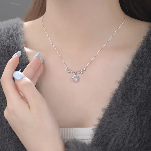 翡翠王朝 足银微笑之心 甜美优雅气质出众 清新明媚日常通勤吸睛百搭#好运天然 玉髓 项链 女款